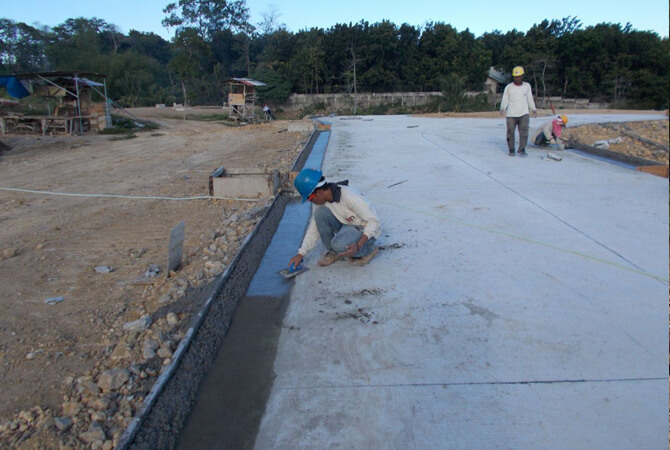 Pouring and Smooth Finish of Concrete Roads and Sidewalks-387